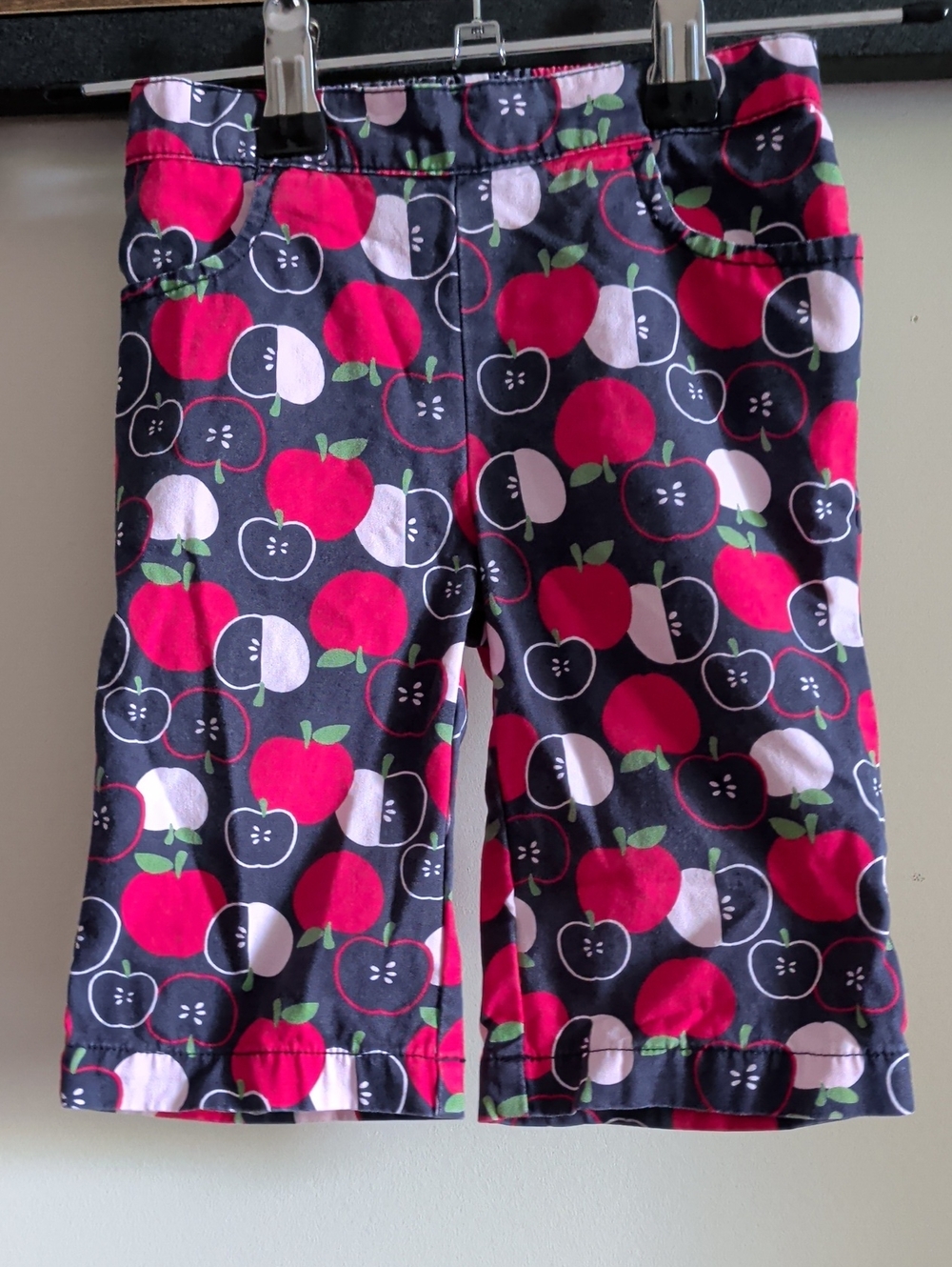 Kids Apple-Print Pants - Navy & Red